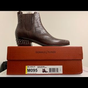 Chocolate Leather Booties w/ Studded Heel